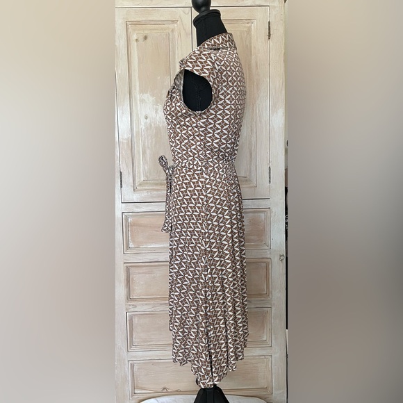 Mara Hoffman Vintage 100% Silk  Dress – Geometric Print, Belted, Size M - Picture 2 of 6